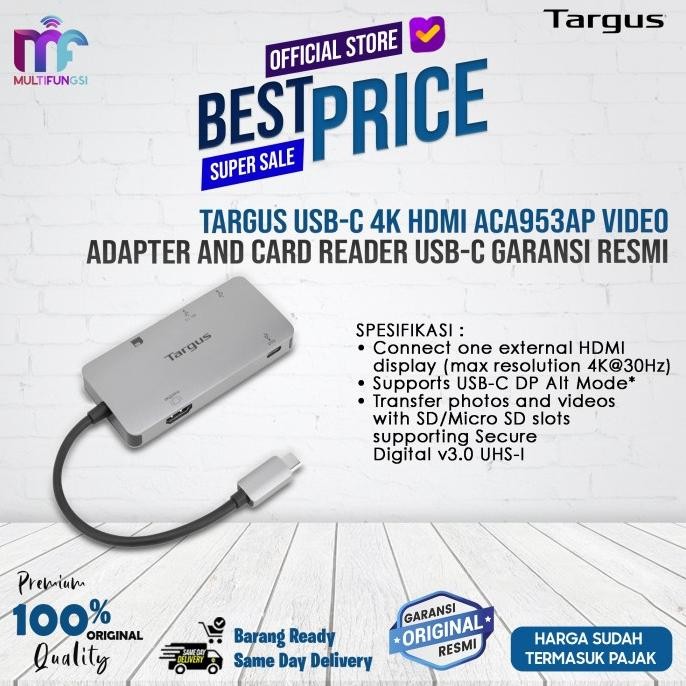 

Targus USB-C 4K HDMI ACA953AP Video Adapter and Card Reader USB-C Garansi Resmi