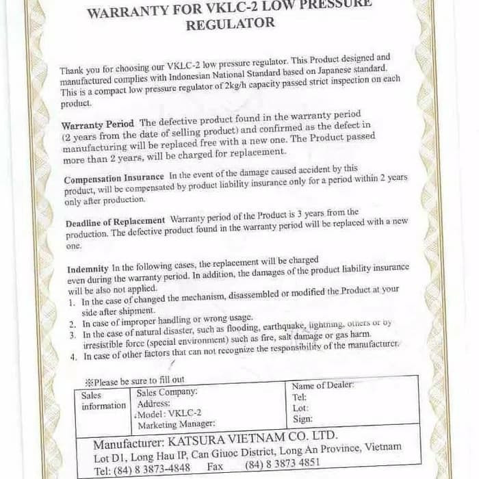 Regulator Gas Lpg Katsura Vklc-2 Japan Technology