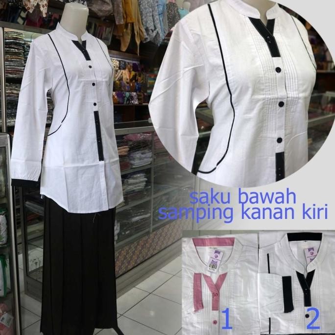 Baru Perempuan Dewasa Baju Tunik Muslim Santri Putri Remaja Putih Odys