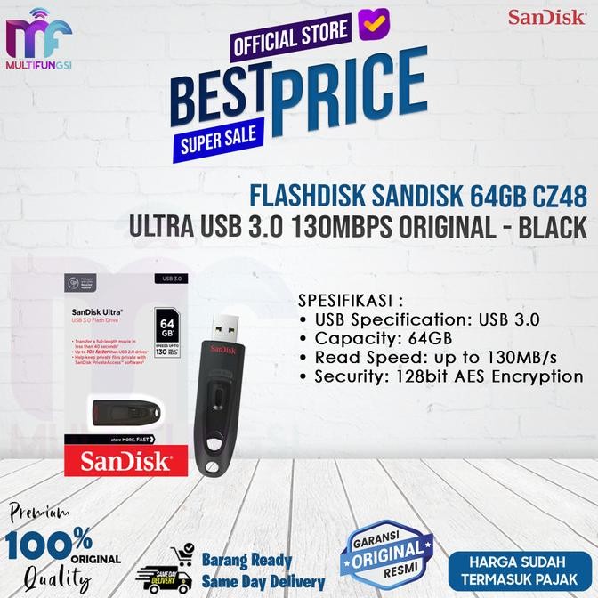 

Flashdisk SanDisk 64GB CZ48 Ultra USB 3.0 130MB/s Original