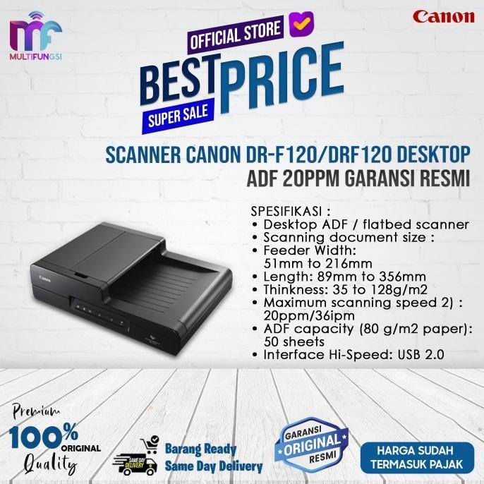 

Scanner Canon DR-F120/DRF120 Desktop ADF 20ppm Garansi Resmi