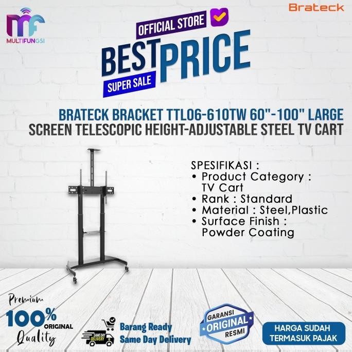 

Brateck Bracket TTL06-610TW 60"-100" Large Screen Telescopic Height-Adjustable Steel TV Cart