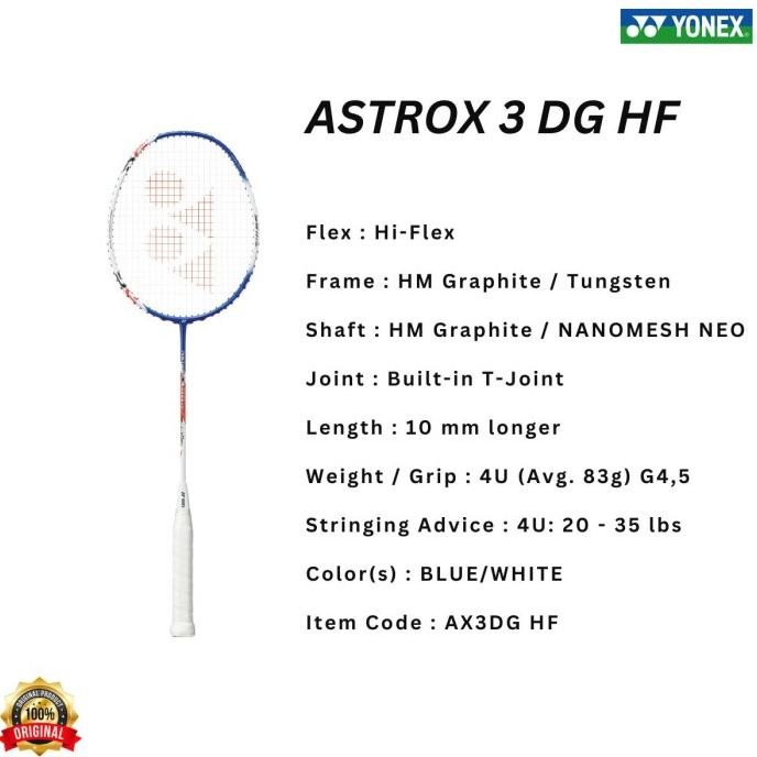 RAKET BADMINTON BULUTANGKIS YONEX ASTROX 3 DG HF ST ORIGINAL [terbaik]