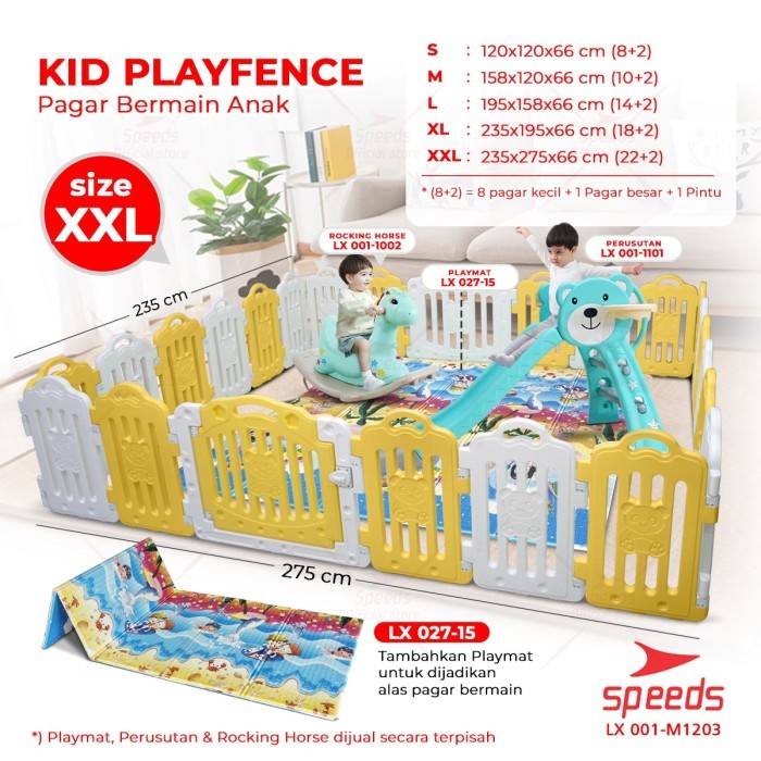 SPEEDS Pagar Bayi Playfence Mainan Anak Pagar Anak Babyfence 001-1203