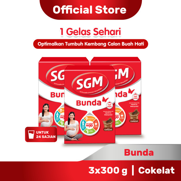 Paket 3 - SGM BUNDA Minuman Ibu Hamil & Menyusui Coklat 300gram