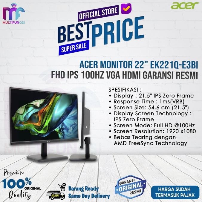 

Acer Monitor 22" EK221Q-E3bi FHD IPS 100Hz VGA HDMI Garansi Resmi