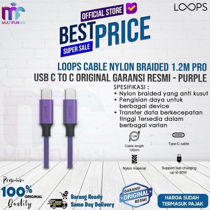 

Loops Cable Nylon Braided 1.2m USB C to C Original Garansi Resmi