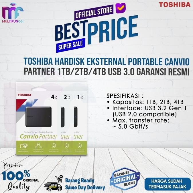 

Toshiba Hardisk Eksternal Portable Canvio Partner 1TB/2TB/4TB USB 3.0