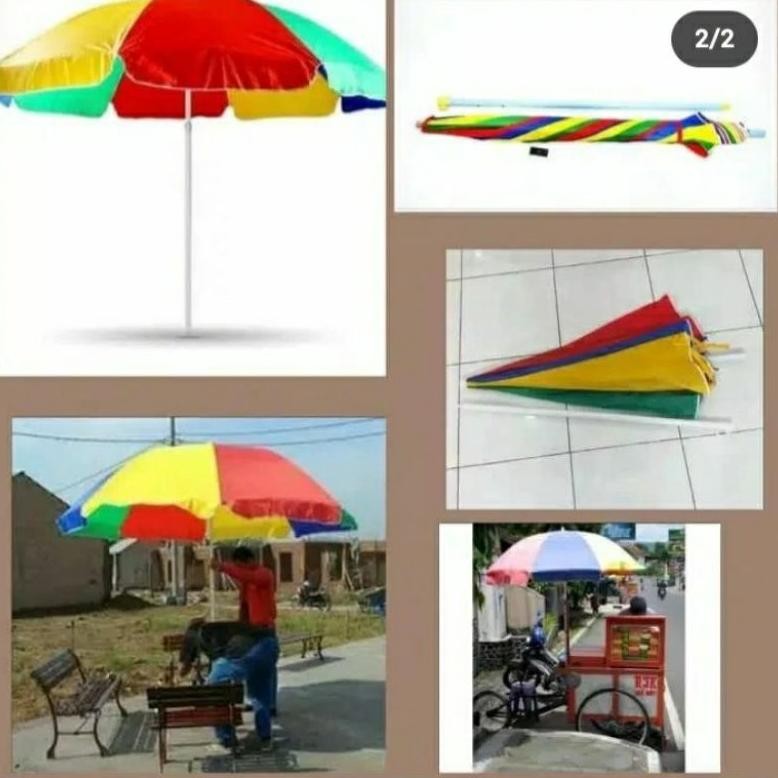 Promo Gratis Cod 800Gr Payung Pentol 200Cm Jualan Gerobak Serbaguna Pantai Jumbo Payung Uv Pelangi H