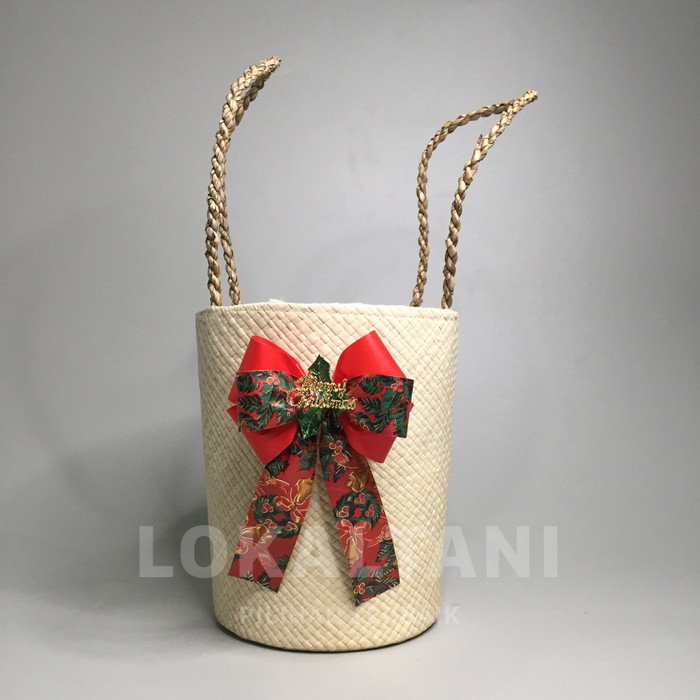 Tas Pandan Tabung Natal / Tas Hampers Natal / Tas Parcel Kue Kering