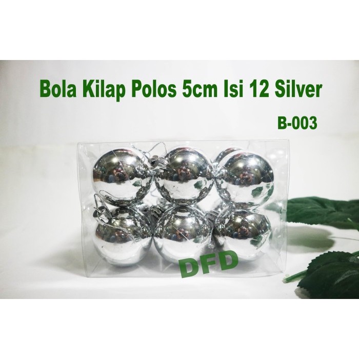 Aksesoris Natal / Ornamen Hiasan Natal / ( Bola Polos Silver 5cm )