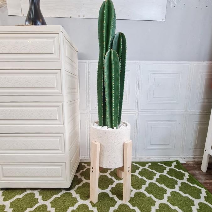 Tanaman Bunga Hias Kaktus Plastik Artificial Pot Silinder Teraso