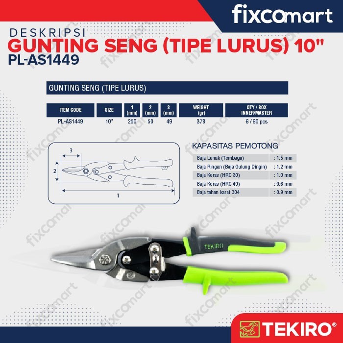 

Tekiro Gunting Hollow Baja Ringan Gunting Seng 10 Inch Aviation Snips
