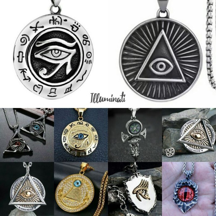 Kalung pria devil punk illuminati ra one eye horus style men necklace