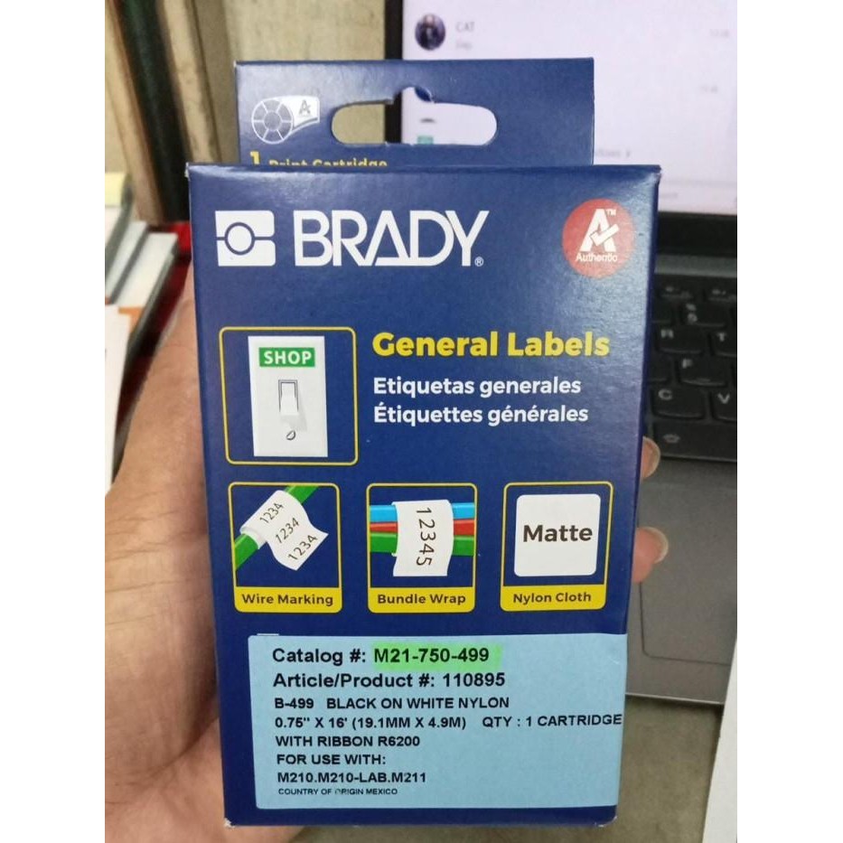 

Cartridge Label Brady Nylon M21-750-499 White