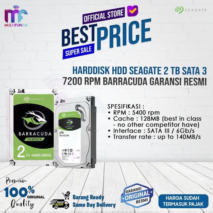 

HardDisk HDD SEAGATE 2 TB SATA 3 7200 RPM BARRACUDA Garansi Resmi