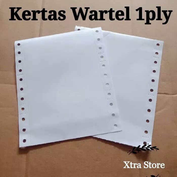 

BEBAS ONGKIR - Kertas wartel 1ply 9.5x11/4 double pin hole continuous form