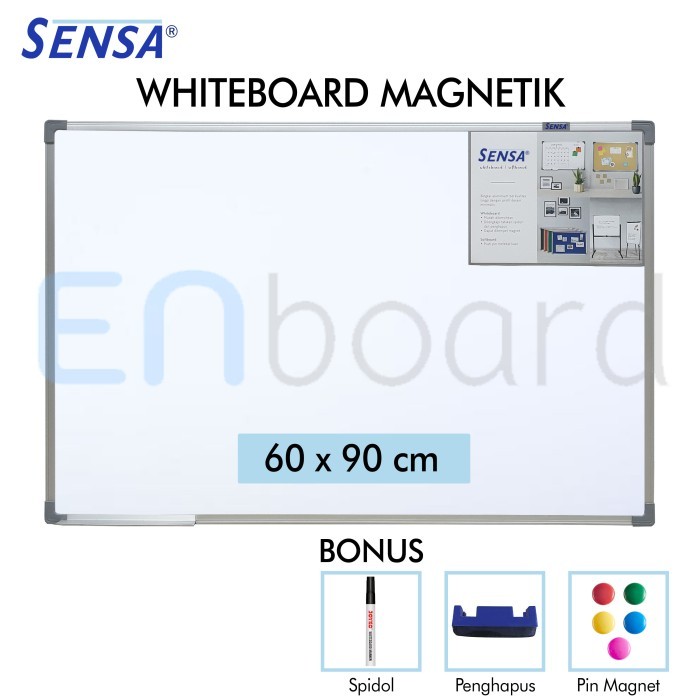

TERBARU Papan Tulis Whiteboard Gantung Magnet Single Face Sensa 60 x 90 cm BISA GRAB!