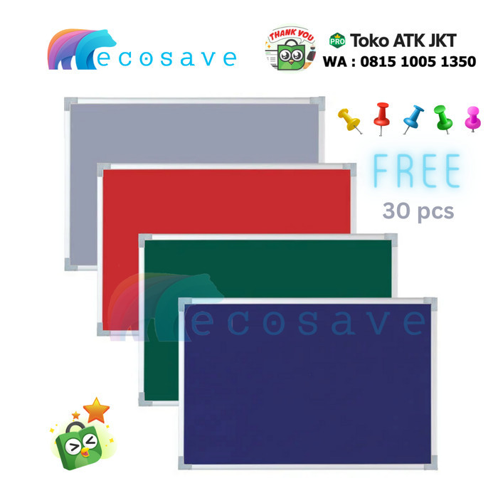 

TERBARU Softboard Sakana 45 x 60 cm Bludru Papan Pin Paku Cork Board 45x60 Eco