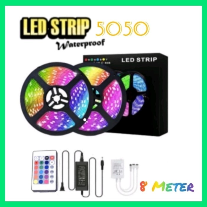 Led Strip 5050 RGB Komplit Remote+Controller Modul+Adaptor 12V 3A 5M