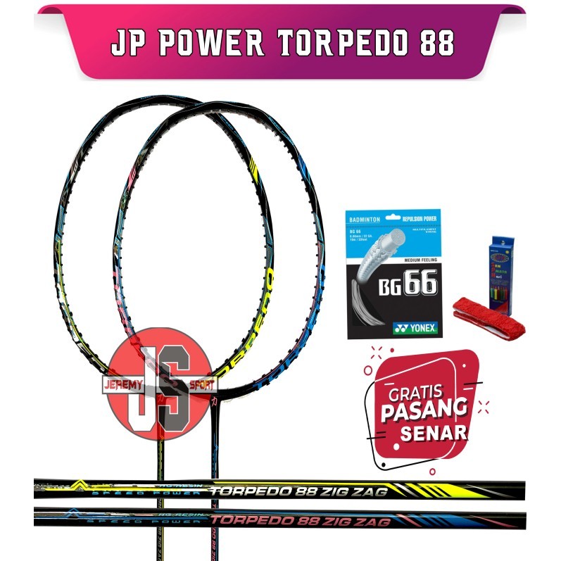 Raket Badminton - Bulutangkis JP Power Torpedo 88 Zig Zag Original 35