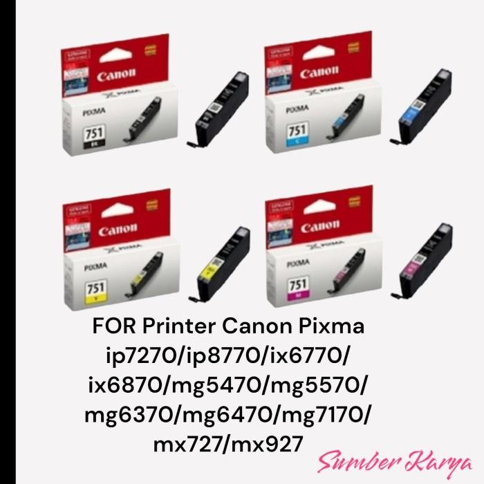 Paket Tinta Canon 751 Black & Color Untuk Printer Type: Mg5470, Mg5570