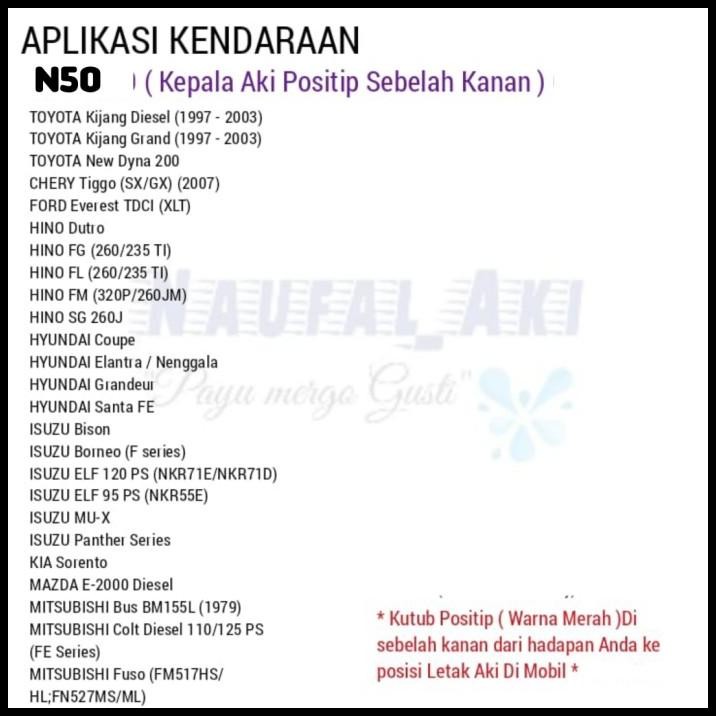 AKI MOBIL KIJANG DIESEL /GRAND/ISUZU ELP/HINO GS N50 HYBRID 50 AH