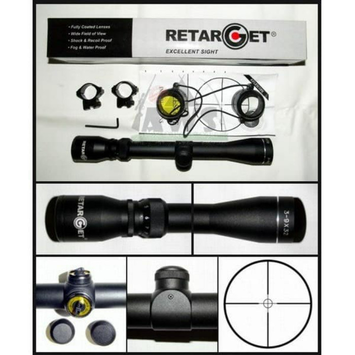Teleskop / Teropong Riflescope Retarget 3-9 X 32E