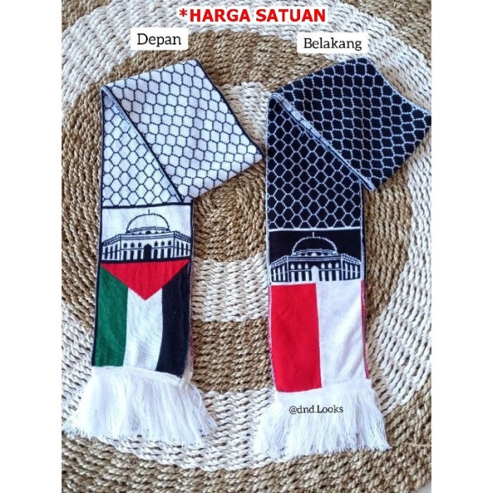 BISA COD Syal motif palestina indonesia Sorban Scarf Palestine bahan rajut baru - Rajut Komputer