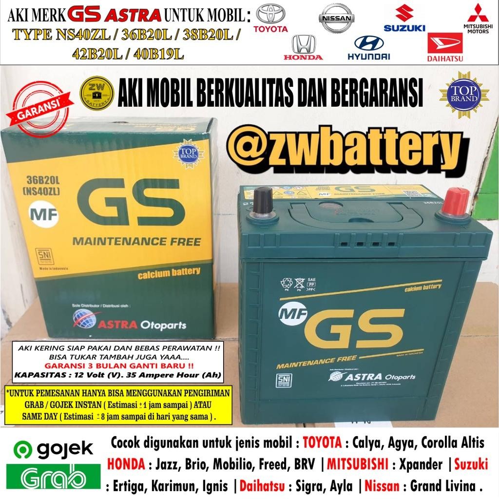 Aki Mobil Agya, Ayla, Calya, Sigra, Brio Gs Astra Mf Ns40Zl Aki Kering