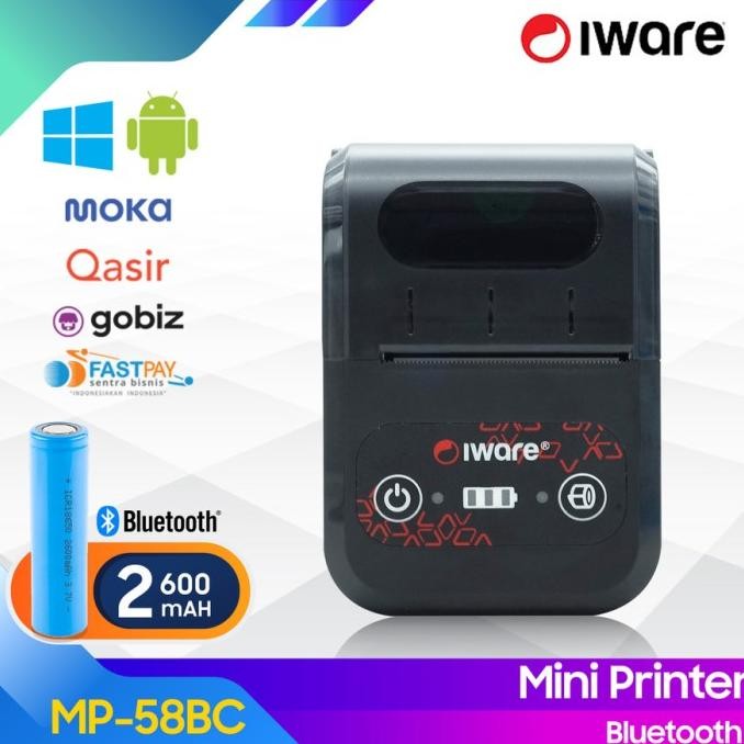 TERBARU - PRINTER BLUETOOTH MINI KASIR THERMAL 58MM IWARE MP-58BC