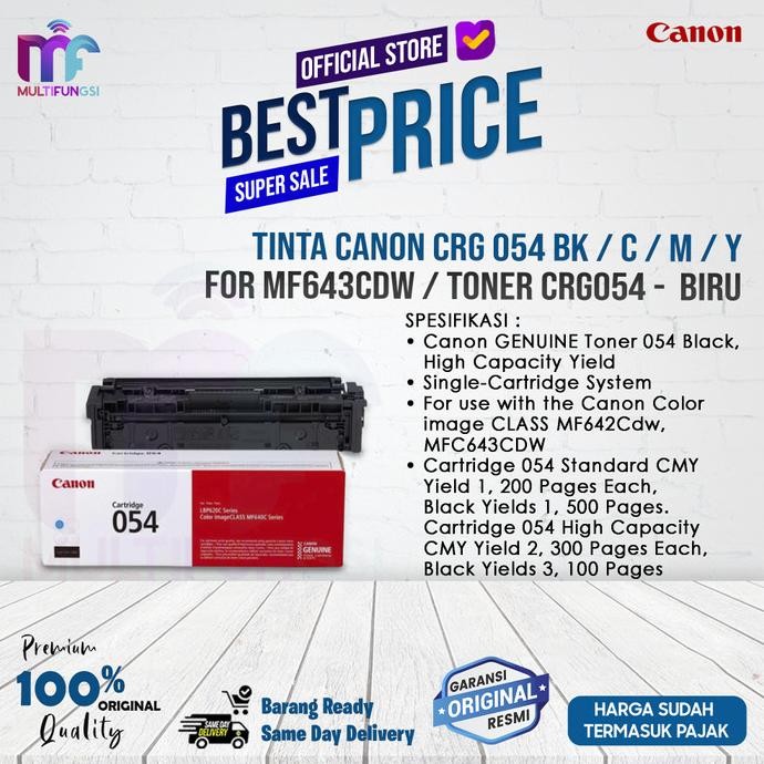 

Canon Toner Catridge 054 Black/Cyan/Magenta/Yellow For MF643CDW CRG054