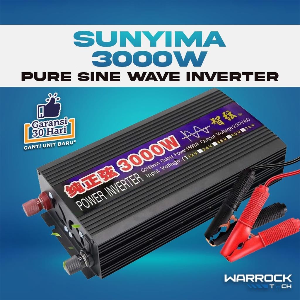 Sunyima 3000W Power Inverter 12V/24V Dc Ke 220 Ac 3000 Watt Psw Pure Sine Wave Untuk Truk, Bus, Mobi