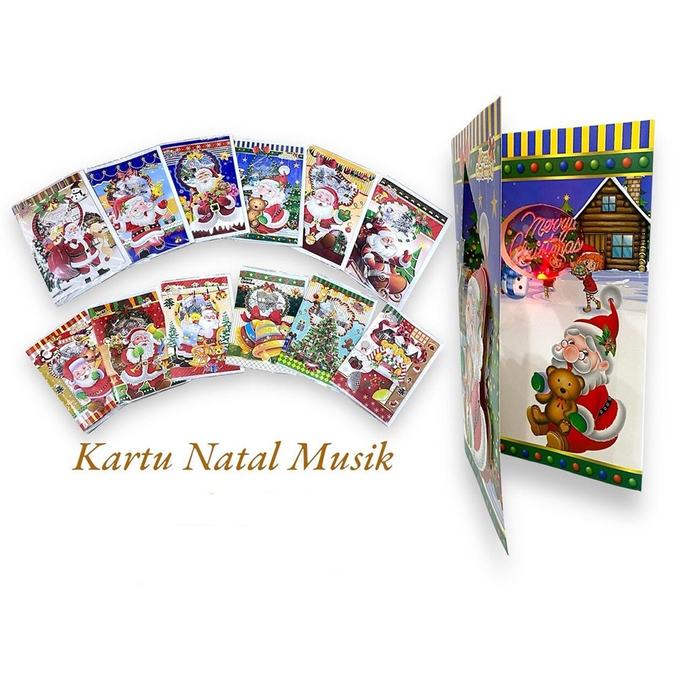 Kartu Natal Musik & White Classic Card Christmas Merry Christmas Gift Card Natal Murah