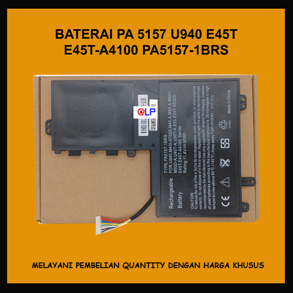 Baterai Toshiba PA 5157 u940 e45t e45t-a4100 PA5157-1BRS