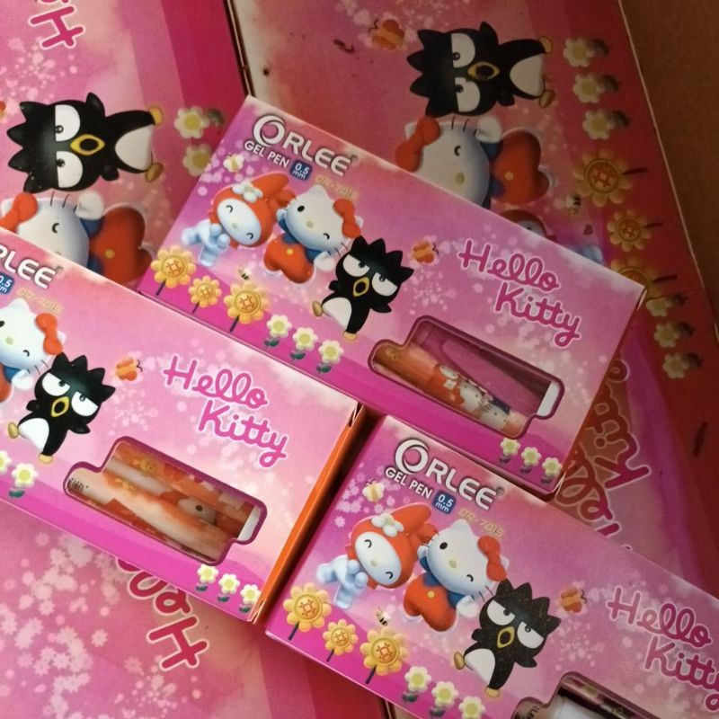 

Bolpoin ORLEE Gel pen / Bolpoin Tinta Hitam 0,5 mm Motif Hello Kitty / 1 LUSIN isi 12
