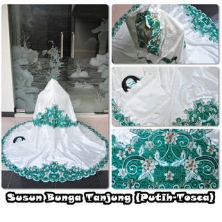 Mukena MUKENA SUSUN TANJUNG - PUTIH TOSKA terkini katun adem terbaru premium elegan