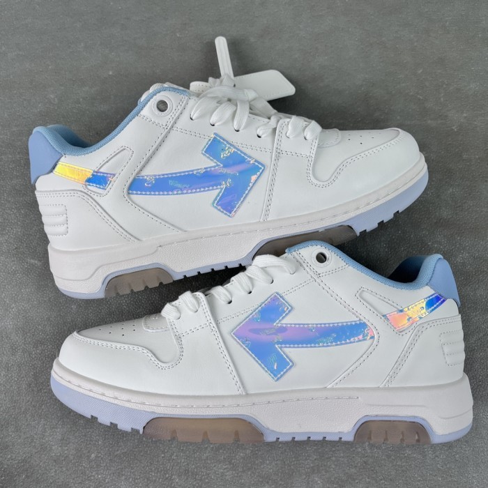 OFF-WHITE Out Of Office 'OOO' Low Tops Sneakers - White Iridescent Blue
