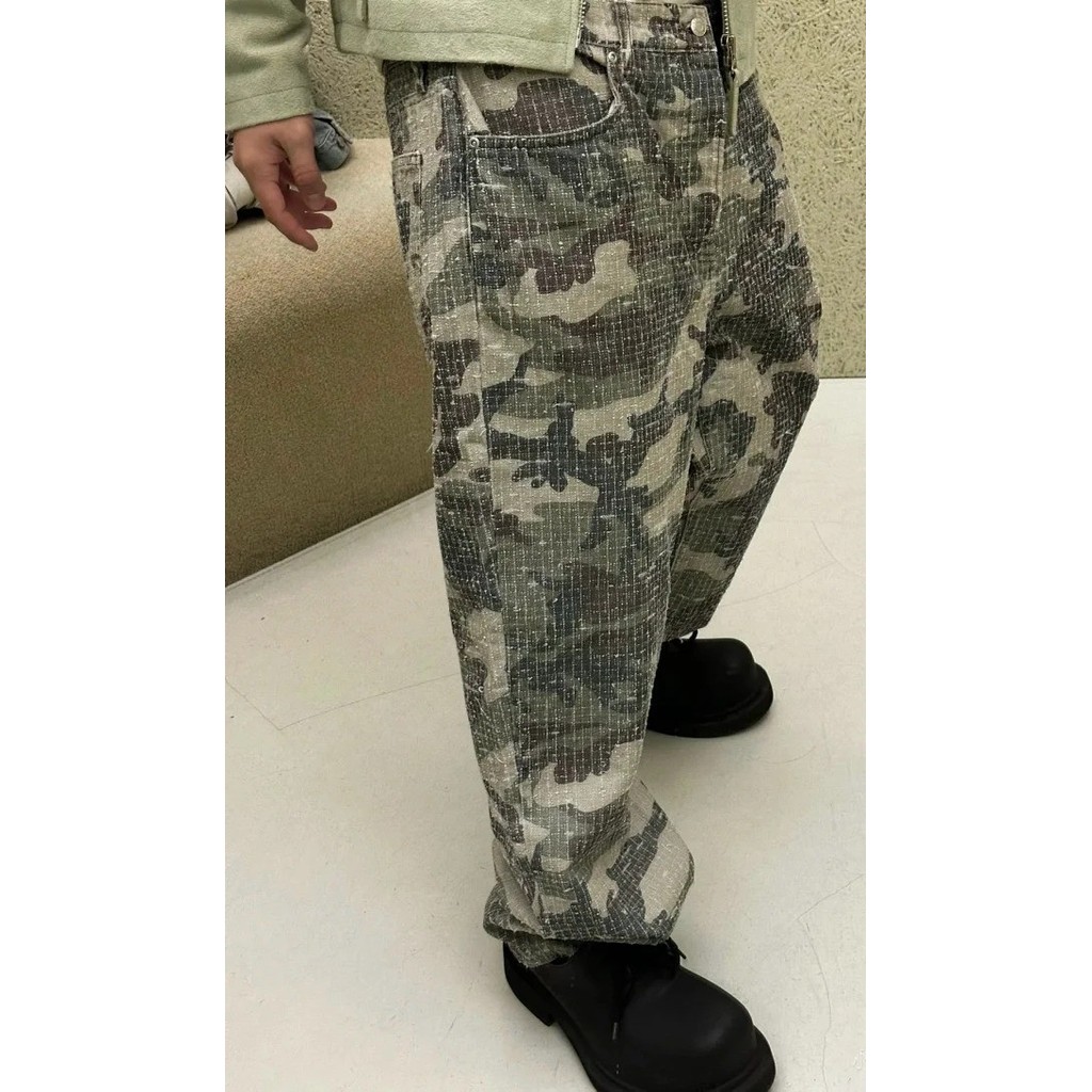 Stussy Big Ol' Camo Canvas Needlepunch Jeans - Woodland Camo - SS24