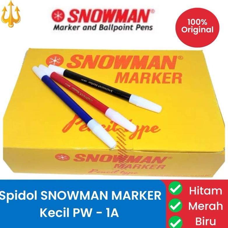 

Sale [Harga 1 Lusin] Spidol Kecil Snowman Pw-1A Hitam Biru Merah