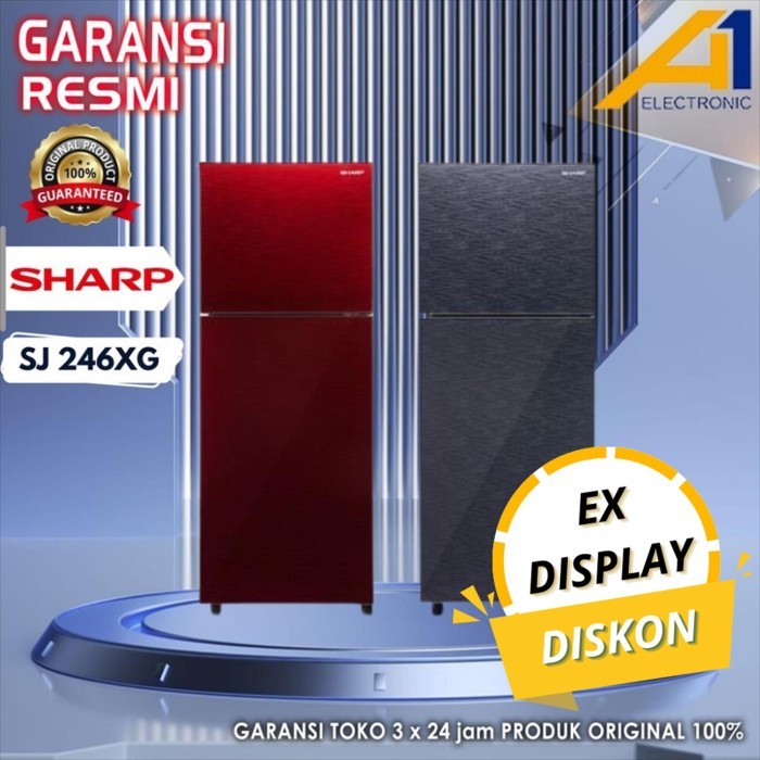 KULKAS SHARP SJ 246XG / SJ 246 XG / SJ246XG 2 PINTU GLASS 205 L