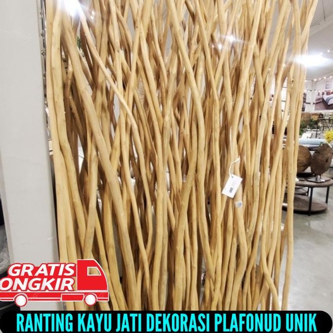 RANTING POHON JATI KAYU RANTING DEKORASI PANJANG 100-200 CM