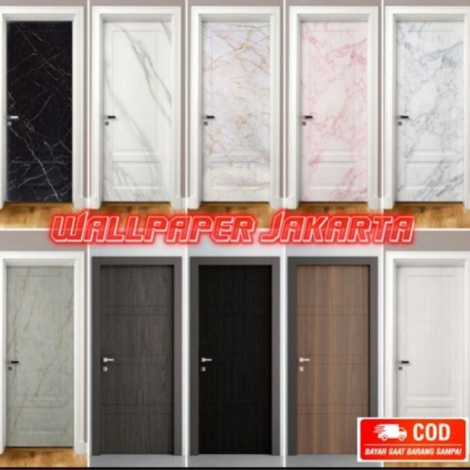 WALL STIKER PINTU KAMAR MANDI MOTIF KAYU WALLPAPER MOTIF GLOSSY
