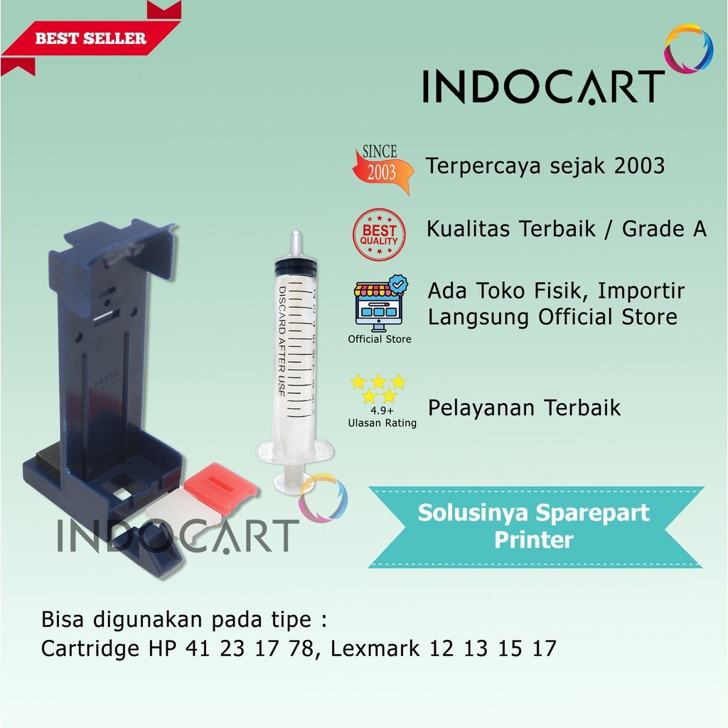 IndoCart Refill Clip-Tool Kit-Klip Penyedot Tinta Cartridge Lexmark 12 13 15 17