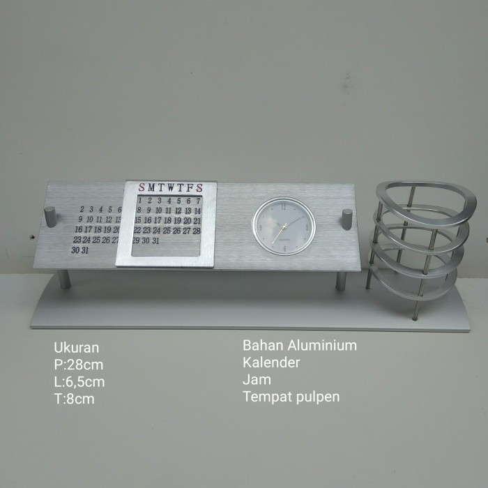 

Jam Kalender Meja Tempat Pulpe Atau Hiasan Kantor Aluminium 28X8X6,5Cm Murah Berkualitas