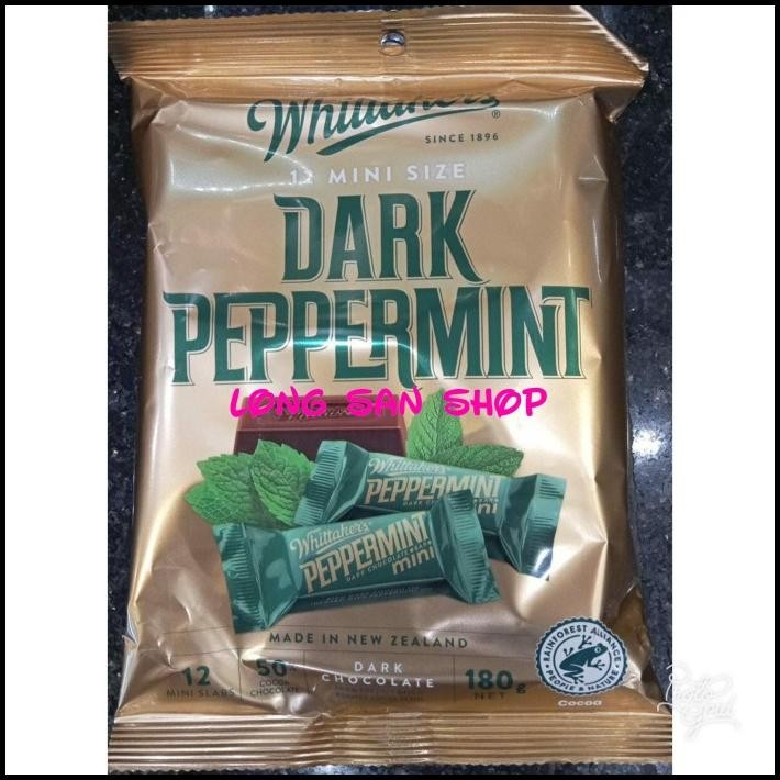 

Promo! Whittakers Chocolate Dark Peppermint Isi 12 Mini Size 180 Gr