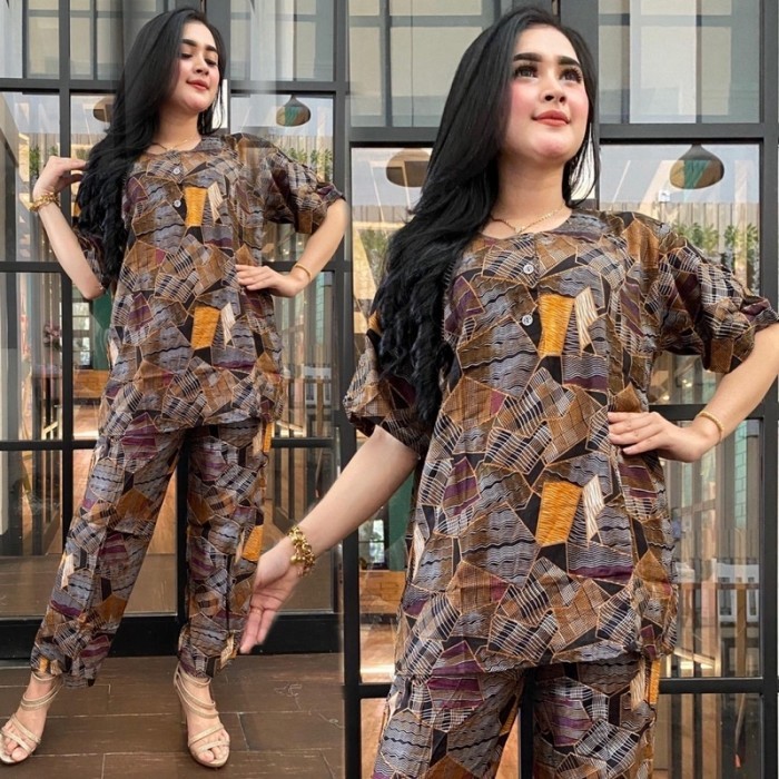 [TERMURAH DI SHOPEE] Setelan CP Kancing Flaming - Baju Tidur Wanita - Daster Bumil Busui