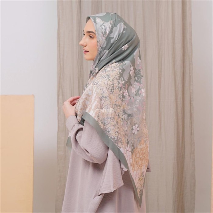 Nabnib - Alemi Series Sage Green Hijab Square Voal Ultrafine #Original