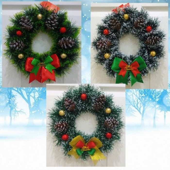 promo natal Hiasan Krans Natal Untuk Pintu / Dinding 28cm
