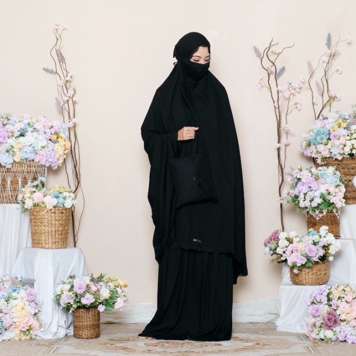 Mukena Rayon Premium Polos Zianisa Kwahla Black #Original